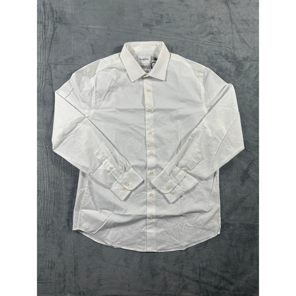 Goodfellow & Co Mens White Standard Fit Long Sleeve Button Down Dress Shirt L